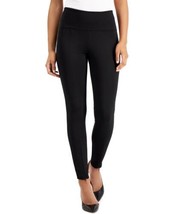 allbrand365 designer Womens Front-Zip Ponte-Knit Leggings, X-Small, Deep Black - £31.96 GBP