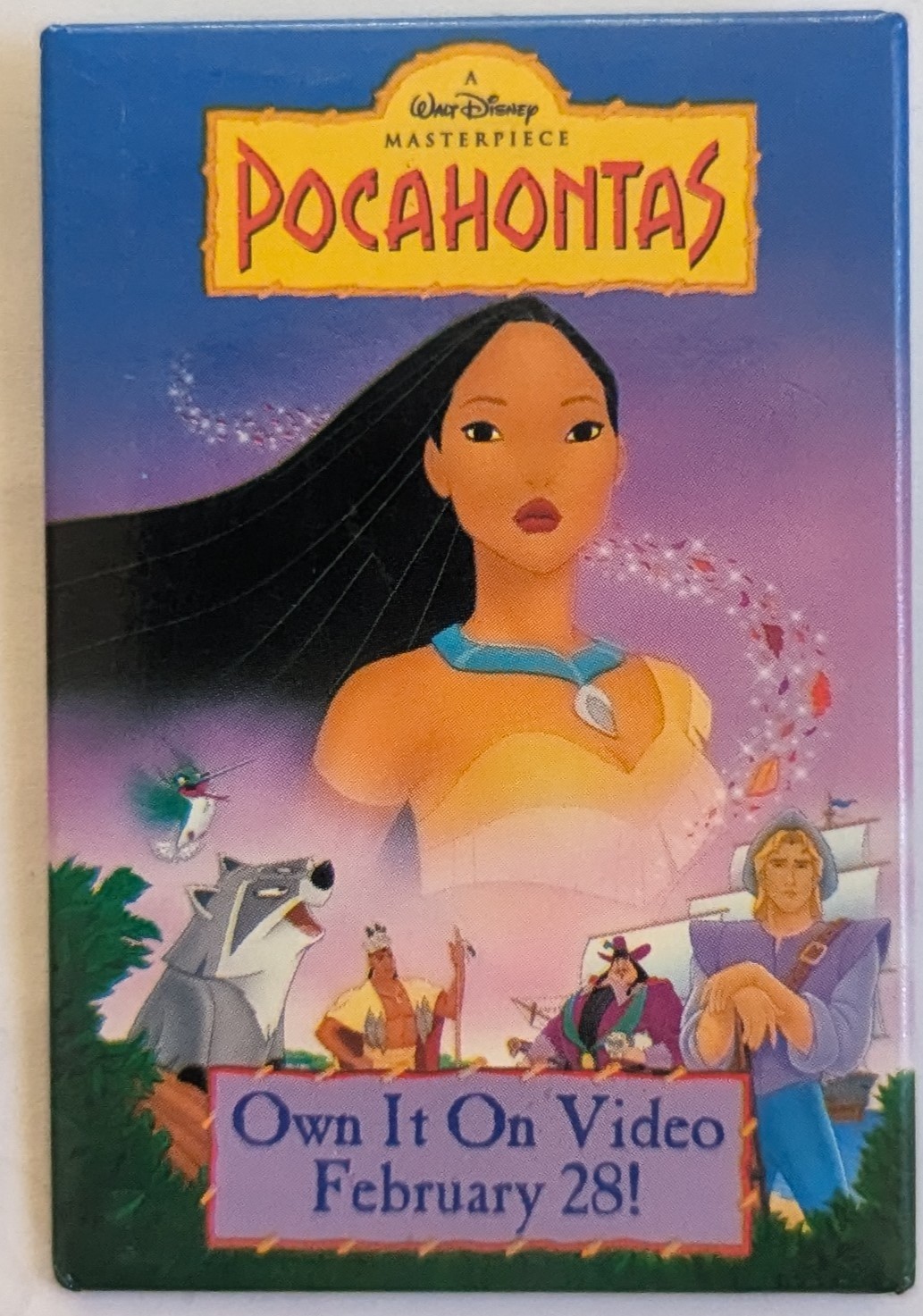 Walt Disney Pocahontas 1995 Video Movie Promotional Pin Back Badge - $2.95