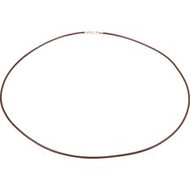 Leather Cord Necklace Silver Clasp Brown Jewelry 18&quot; - $9.32