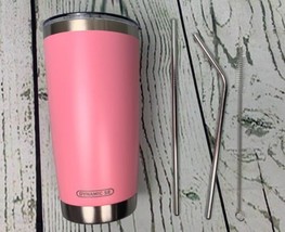 20oz Pink Tumbler Double Wall Stainless Steel Vacuum Insulated Travel - £12.79 GBP
