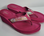 Coach Womens Jaicee Poppy Beach Plaid Pink Flip Flops Wedge Sandals Size 9B - $28.99