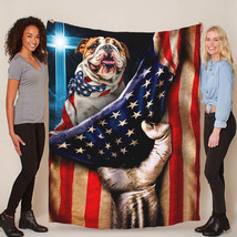 Cute English Bulldog Dog Patriotic Flag USA Blanket Christmas Gift Dogs Lover - $59.35+