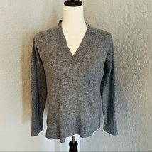 Benedetta B Merino Wool &amp; Cashmere Italian V-Neck Sweater, Gray, Size Me... - $39.00
