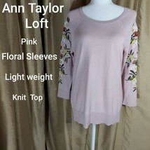 Ann Taylor LOFT Pink Floral Sleeves Knit Top Size S - £9.43 GBP