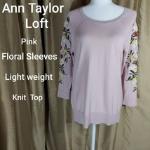 Ann Taylor LOFT Pink Floral Sleeves Knit Top Size S - £8.97 GBP