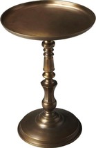 Side Table Round Turned Pedestal Base Metalworks Distressed Bronze Gray - £439.62 GBP