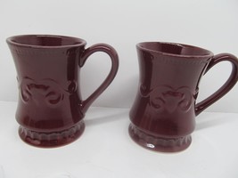 Demdaco Sapore 2004 Deb Hrabik Set Of 2 Hand Painted Red Mugs EUC - $19.99
