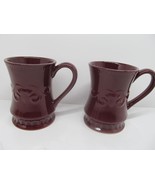 Demdaco Sapore 2004 Deb Hrabik Set Of 2 Hand Painted Red Mugs EUC - £15.79 GBP