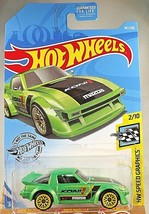 2019 Hot Wheels #167 HW Speed Graphics 2/10 MAZDA RX-7 Green w/Yellow Lace Sp - £5.74 GBP