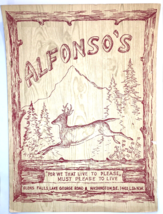 Alfonso&#39;s Vintage Restaurant Menu Glen Falls Washington DC Faux Wood Buck Forest - £30.53 GBP