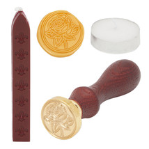 4 Pcs Set Rose Sealing Wax Stamp Kit, Stick, Tealight Candle For Envelop... - $19.99