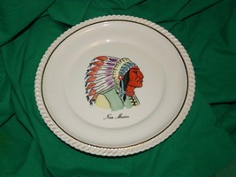 New Mexico Hand Painted Plate Indian Chief B&amp;B Co Beehive Hallmark 22KARAT Gold - £35.20 GBP