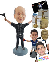 Personalized Bobblehead Priest football fan chearing with arms up holding flags  - £71.56 GBP