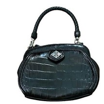 Brighton Black Leather Croc Embossed Mini Satchel Bag 6.5x5.25x2.5 - £30.66 GBP