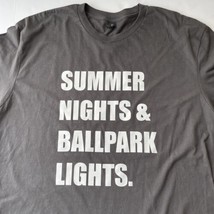 Baseball T Shirt Men Sz XL Gray “Summer Nights And Ballpark Lights“ Little Lg - £9.78 GBP