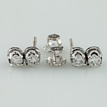 14k White Gold 0.48 carat Diamond Double Stud Drop Earrings - £464.63 GBP