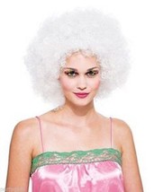 White Funky Glow Afro in Dark Wig Blacklight Fun Rave Party Girl Hippie Dude Fro - $10.84