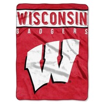 Wisconsin Badgers plush 60&quot; by 80&quot; Raschel Blanket-Basic Design - NCAA - £29.41 GBP