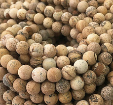 8mm Frosted Matte Picture Jasper Round Beads (48+/-) Unique Bead Finish - £4.64 GBP