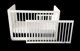 White Convertible Baby Crib Toddler Bed Adjustable Side - $59.40