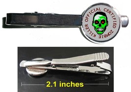 Walking Certified Zombie Killer Dead Tie Clip Clasp Bar Slide Silver Met... - £11.26 GBP