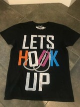 Men&#39;s Lucky 7 &quot;Lets hook up&quot; graphic Black T-Shirt Size Small - $12.66