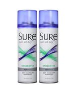 2 PACK SURE Unscented Aerosol Spray Anti-Perspirant Deodorant 6 oz. Last... - $19.08