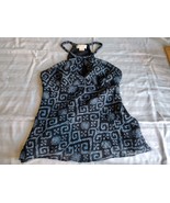 Michael Kors Women Black &amp; Bllue Silk Halter Sheer Top Sleeveless Size 6... - $12.87