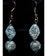 Recycled Verdigris Color Beads Dangling Earrings - Pierced W - £9.64 GBP