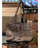  B. Makowsky Leather Hobo Shoulder Bag Taupe Stone Slouchy Satchel Purse... - $38.95