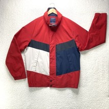 Nautica Sailing Jacket Mens XL Red Color Block Windbreaker Rain Wind Coat Y2K - £16.10 GBP
