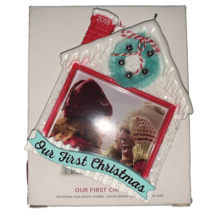 2018 Hallmark OUR FIRST CHRISTMAS Ornament PHOTO HOLDER Cottage House Frame - $8.79