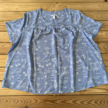 D&amp;Co NWOT Women’s Print short Sleeve crew Neck Blouse Size XL Blue BC - £12.82 GBP