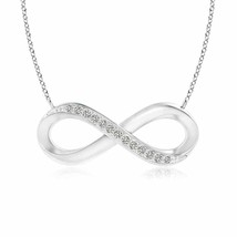 ANGARA 1mm Sideways Natural K I3 Diamond Infinity Pendant Necklace in White Gold - £301.40 GBP