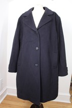 LL Bean 3X Navy Blue Classic 3/4 Length Lambswool Polo Coat 249400 Thins... - $66.49