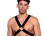 Studded Harness O Rings Elastic Straps Stretch Spikes Black Silver 6521 - $31.49