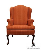 SHERRILL FURNITURE Traditional Striped Salmon Upholstered Accent Wingback Arm... - £786.90 GBP