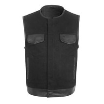 MOTORCYCLE VEST DENIM W/ LEATHER ACCENTS CLUB VEST GO371 - £70.78 GBP