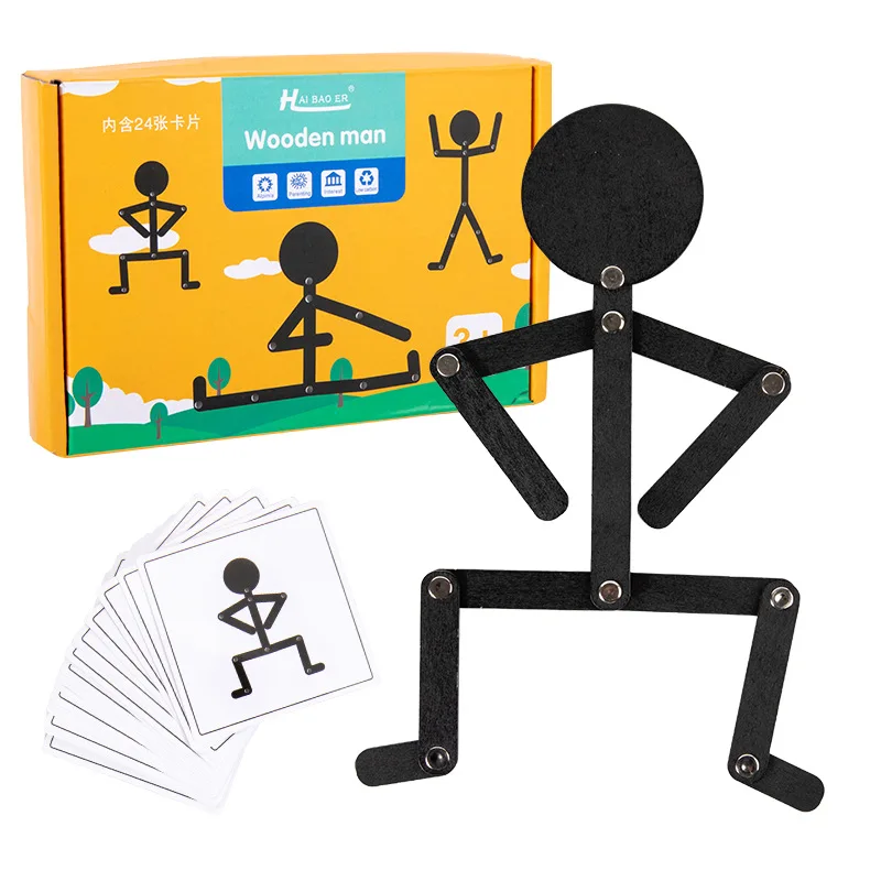 Children Montessori Educational Wooden Stick Men Puzzle Game Kids Hand Skill - £9.12 GBP