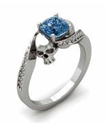 Skull Engagement Ring 2.30Ct Lab Created Sapphire 14k White Gold Finish ... - £111.17 GBP