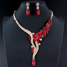 Jiayijiaduo Wedding Jewelry Sets Red Crystal Necklace Earrings Gift for ... - $21.27