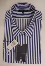 GENUINE TOMMY HILFIGER BLUE WHITE 100% COTTON SHIRT SIZES: 17 18 XL XXL NWT - $45.46