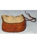 Tooled Leather Draw String Marble Bag Pouch - $15.00