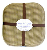 2 Pack Taupe Memory Foam Decorative Chair Pads Cushions Soft Comfort 16&quot;... - £19.77 GBP