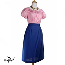 Vintage La Bene Blue Fitted Pencil Skirt w Back Buttoned Slit W27 L27 - ... - £22.43 GBP