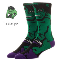 NEW THE INCREDIBLE HULK Gift Bundle!  Set of Crew Socks &amp; Pin Brooch  w ... - $11.60