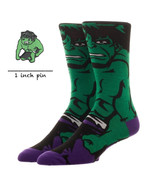 NEW THE INCREDIBLE HULK Gift Bundle!  Set of Crew Socks &amp; Pin Brooch  w ... - $215.34 MXN