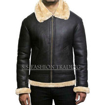 Men&#39;s B3 Aviator Pilot Fur Shearling Bomber BROWN Leather Jacket/coat - £140.43 GBP