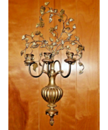 Vintage Large 33&quot; Rococo style rose brass candelabra 3 candle holder wal... - $475.99