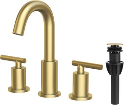 Trustmi Brushed Gold Bathroom Faucet 3 Hole Widespread 2-Handle 8 Inch B... - $74.93